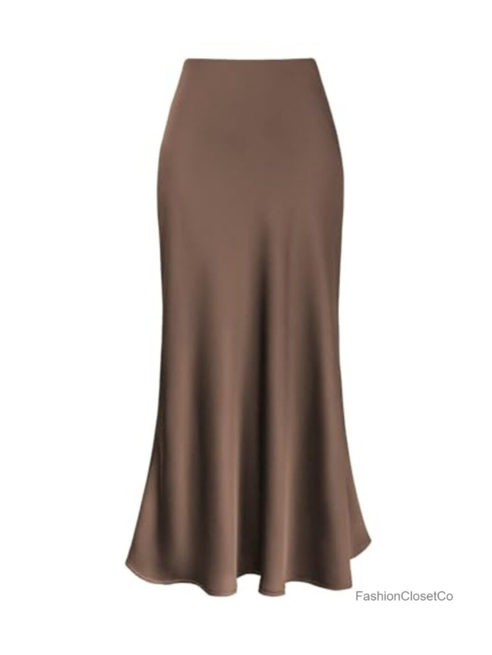 Silky A-Line Maxi Skirt High Waist Elastic Satin Long Skirt Casual
